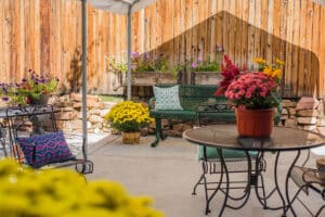 Boulder Post Acute back patio and garden