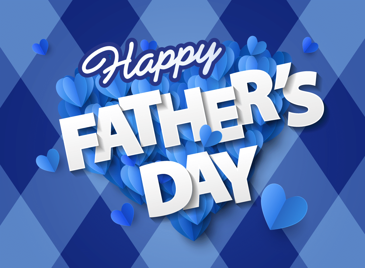 540×360-happyFather1 Digital card showing bold white text that reads "Happy Father's Day" over a heart-shaped cluster of blue hearts. The background features a blue diamond pattern, conveying a celebratory tone.